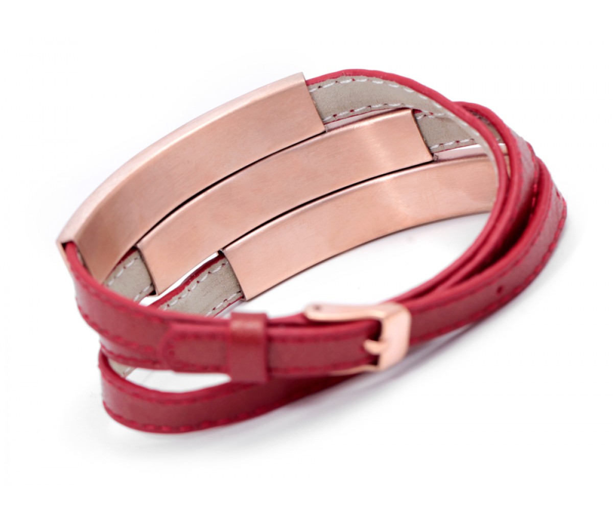 Red and Snakeskin Pattern Leather Wrap Bracelet for evil eye protection