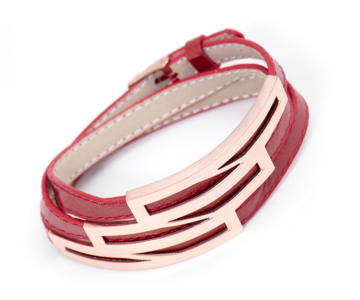 Red and Snakeskin Pattern Leather Wrap Bracelet for evil eye protection