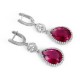 Rubellite Tourmaline Silver CZ Earrings for evil eye protection