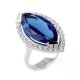 Sapphire Quartz Silver CZ Ring for evil eye protection