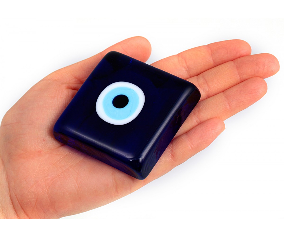 Evil Eye Square Glass Paperweight for evil eye protection