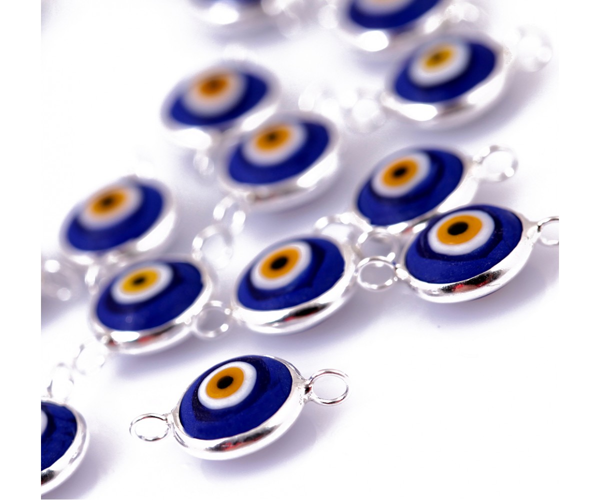 Ceramic Evil Eye Beads Blue - 30 pcs for evil eye protection