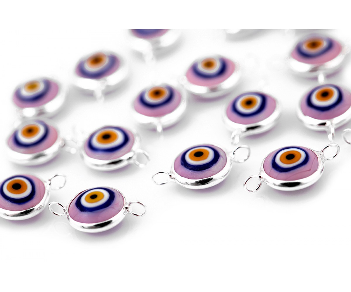 Ceramic Evil Eye Beads Pink - 30 pcs for evil eye protection
