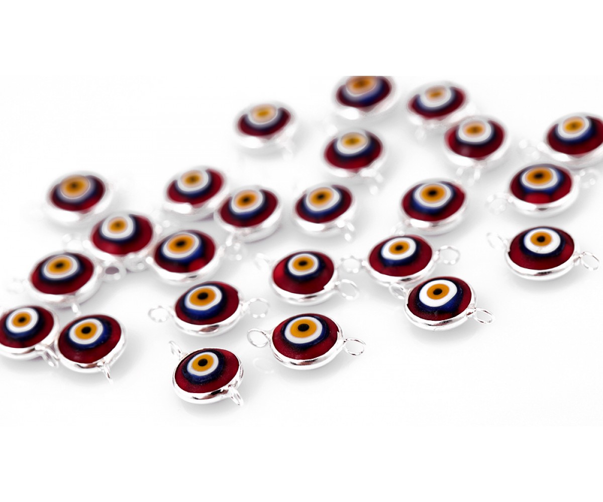 Ceramic Evil Eye Beads Red - 30 pcs for evil eye protection