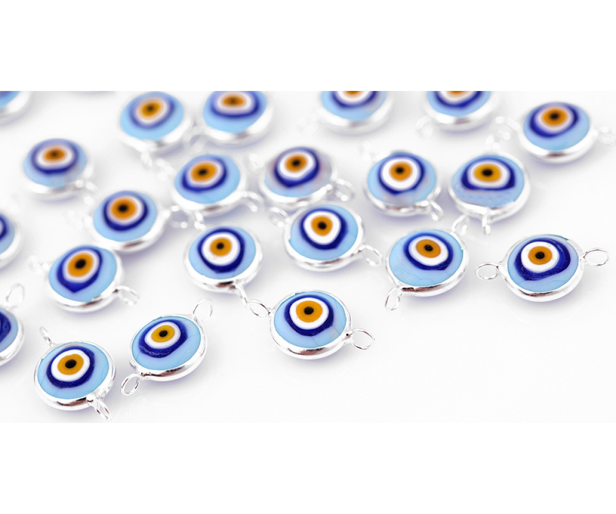 Ceramic Evil Eye Beads Turquoise - 30 pcs for evil eye protection