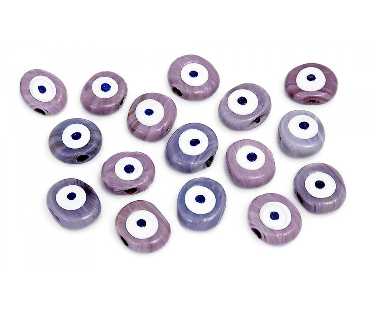 Evil Eye Beads Lilac One Sided - 15 pcs for evil eye protection