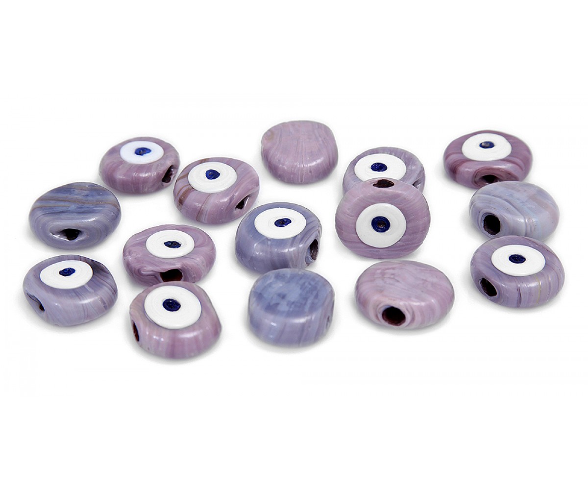 Evil Eye Beads Lilac One Sided - 15 pcs for evil eye protection