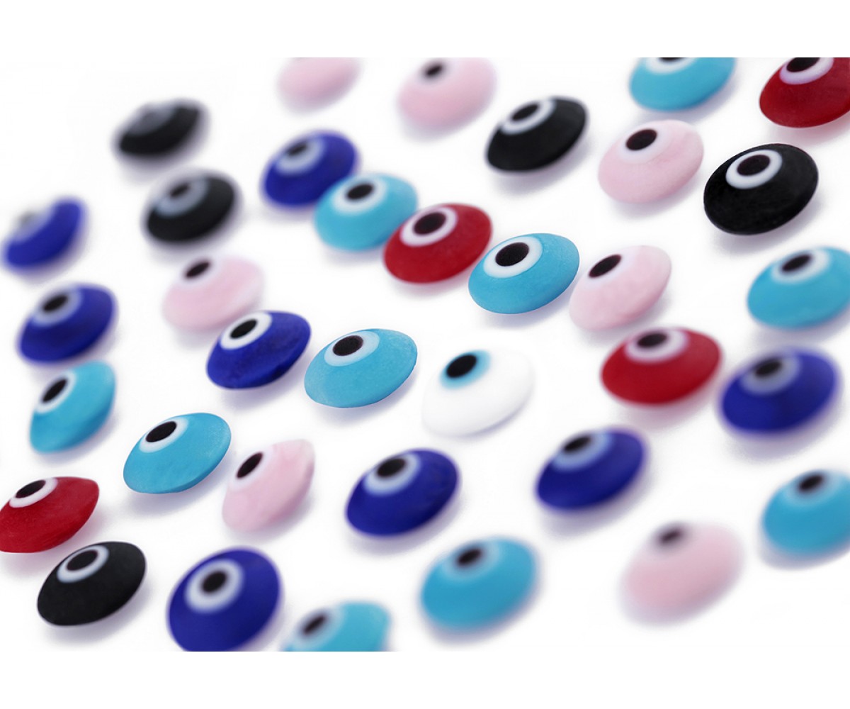 Evil Eye Beads Multicolor Matte Double Sided Without Hole - 50 pcs for evil eye protection