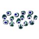 Green Glass Evil Eye Beads - 15 pcs for evil eye protection