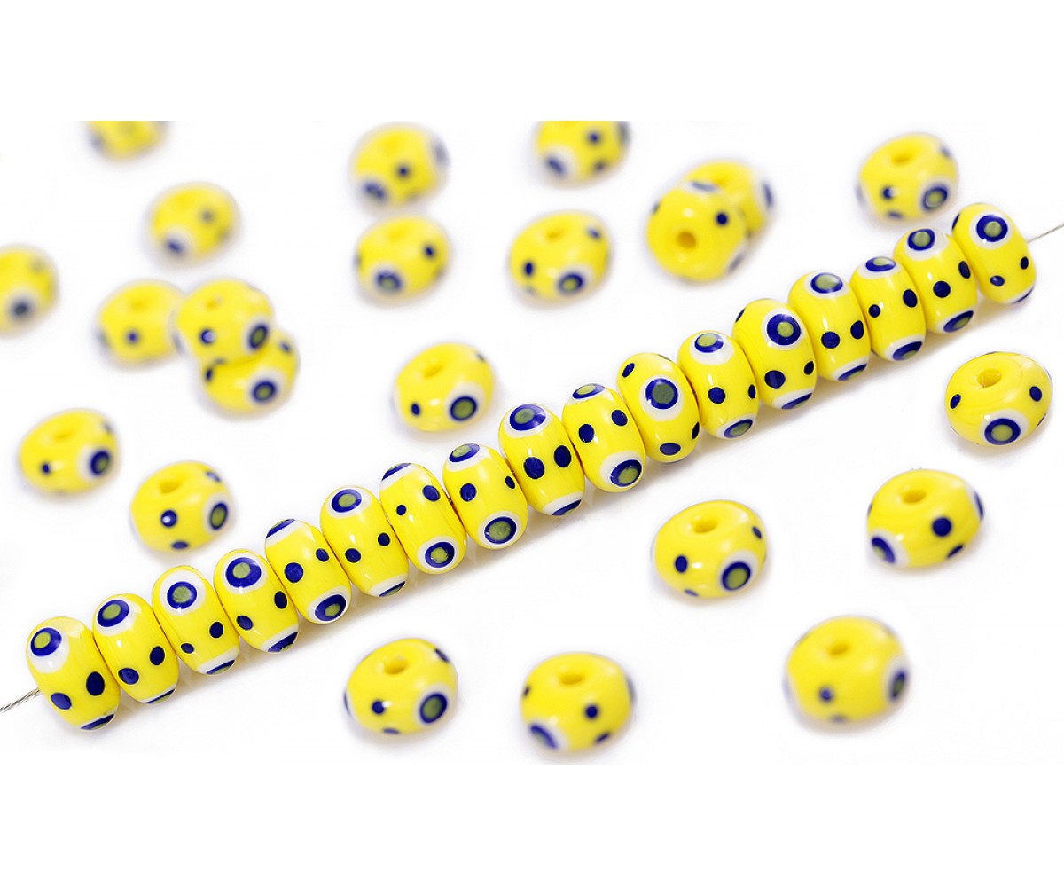 Italian Evil Eye Beads Yellow - 50 pcs for evil eye protection
