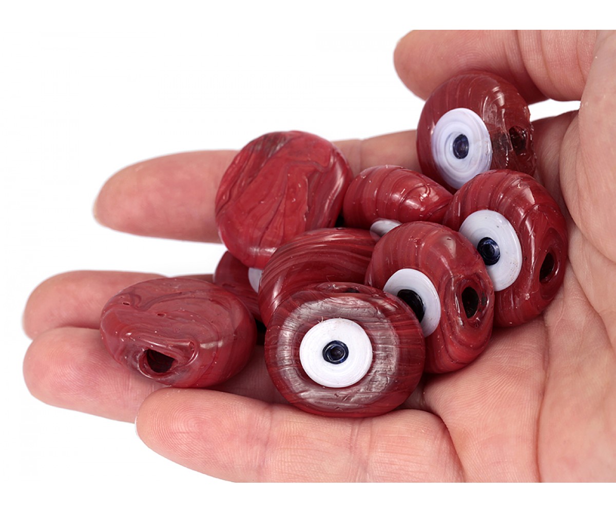 Lucky Eye Beads One Sided - 15 pcs for evil eye protection