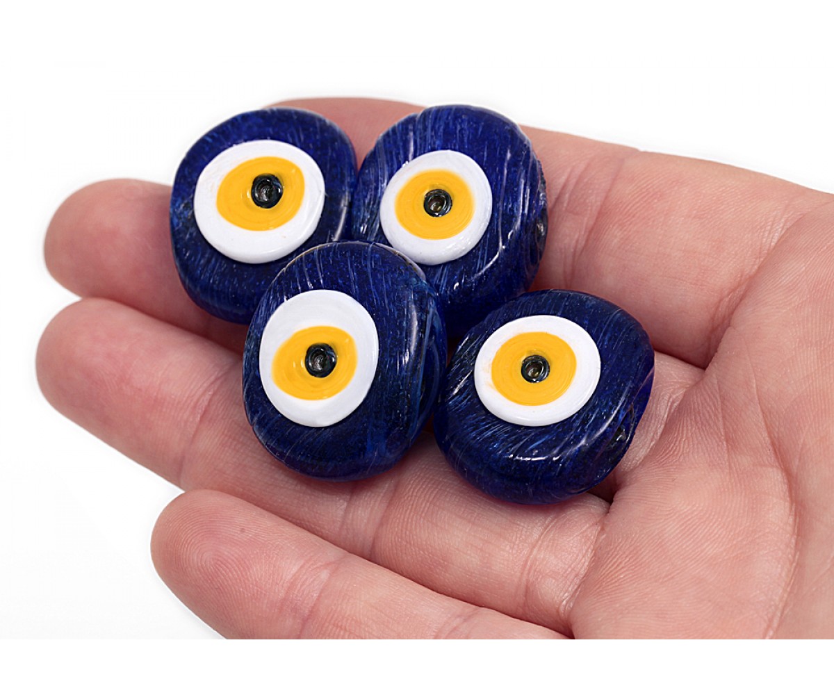Navy Blue Evil Eye Beads - 15 pcs. for evil eye protection