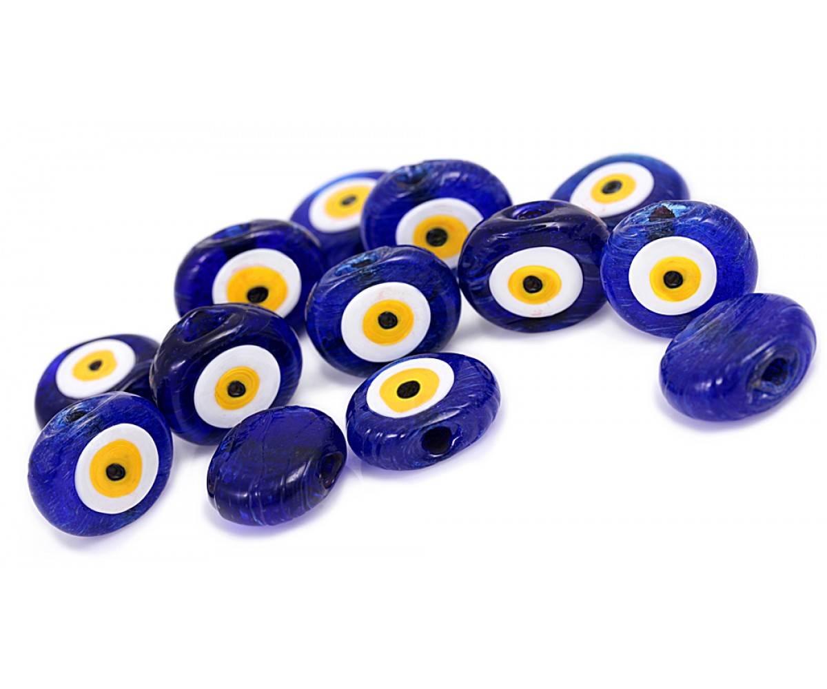 Navy Blue Evil Eye Beads - 15 pcs. for evil eye protection