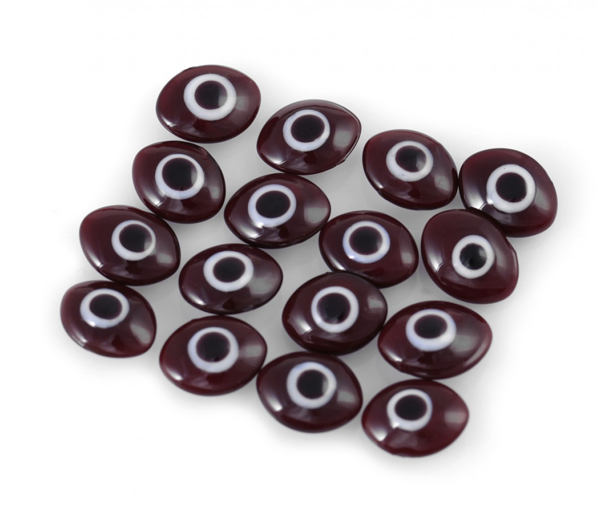 Oval Evil Eye Beads Dark Brown Double Sided Without Hole - 50 pcs for evil eye protection