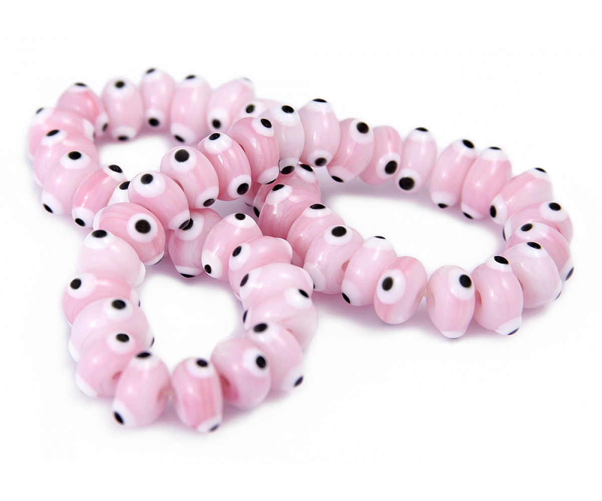 Pink Evil Eye Beads - 50 pcs for evil eye protection