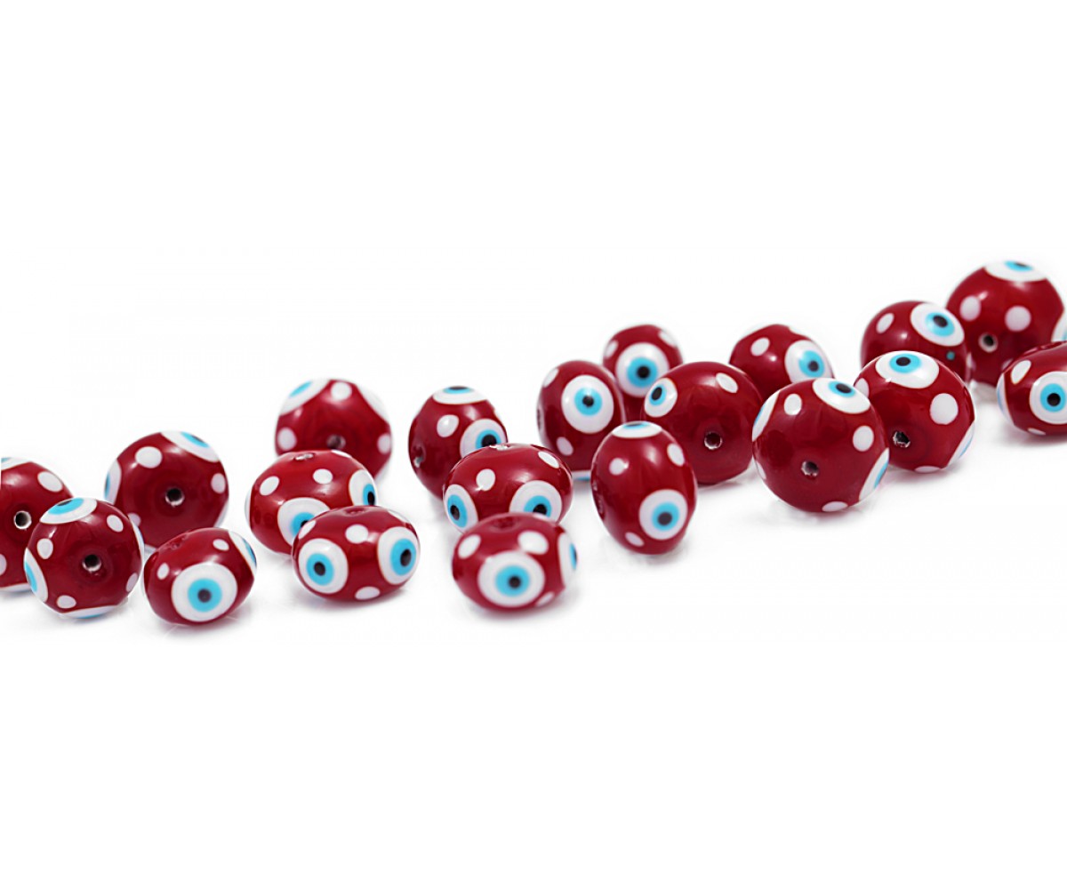 Red Evil Eye Beads 4 Sided Eye - 20 pcs for evil eye protection
