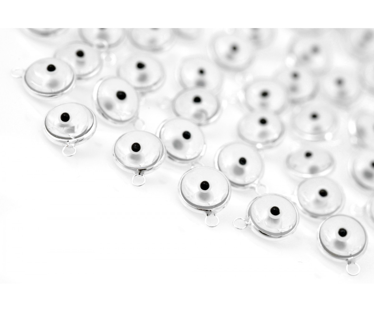 Silver Evil Eye Beads White Double Sided - 50 pcs for evil eye protection