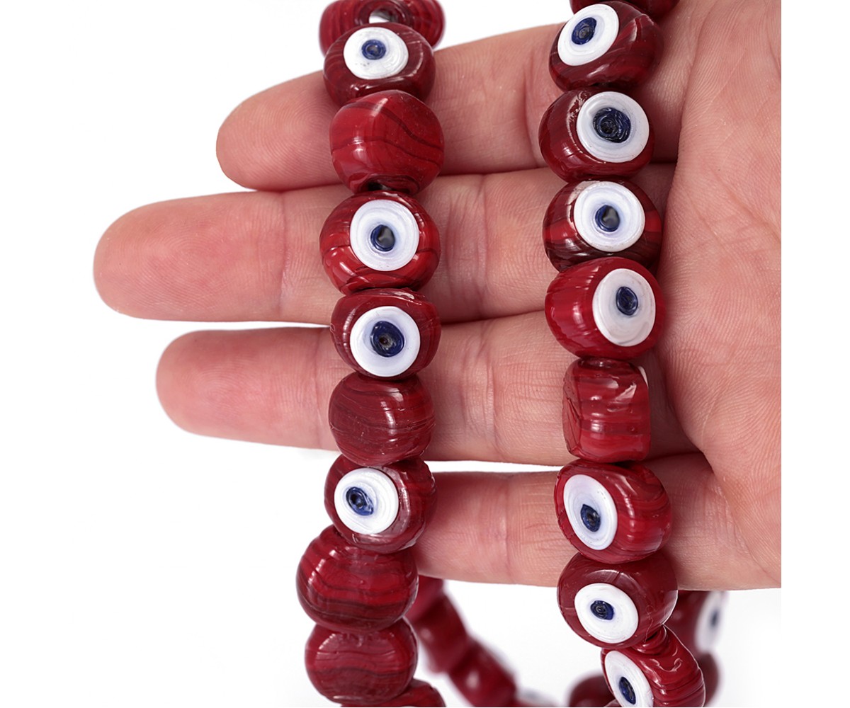 Small Red Eye Beads - 50 pcs for evil eye protection