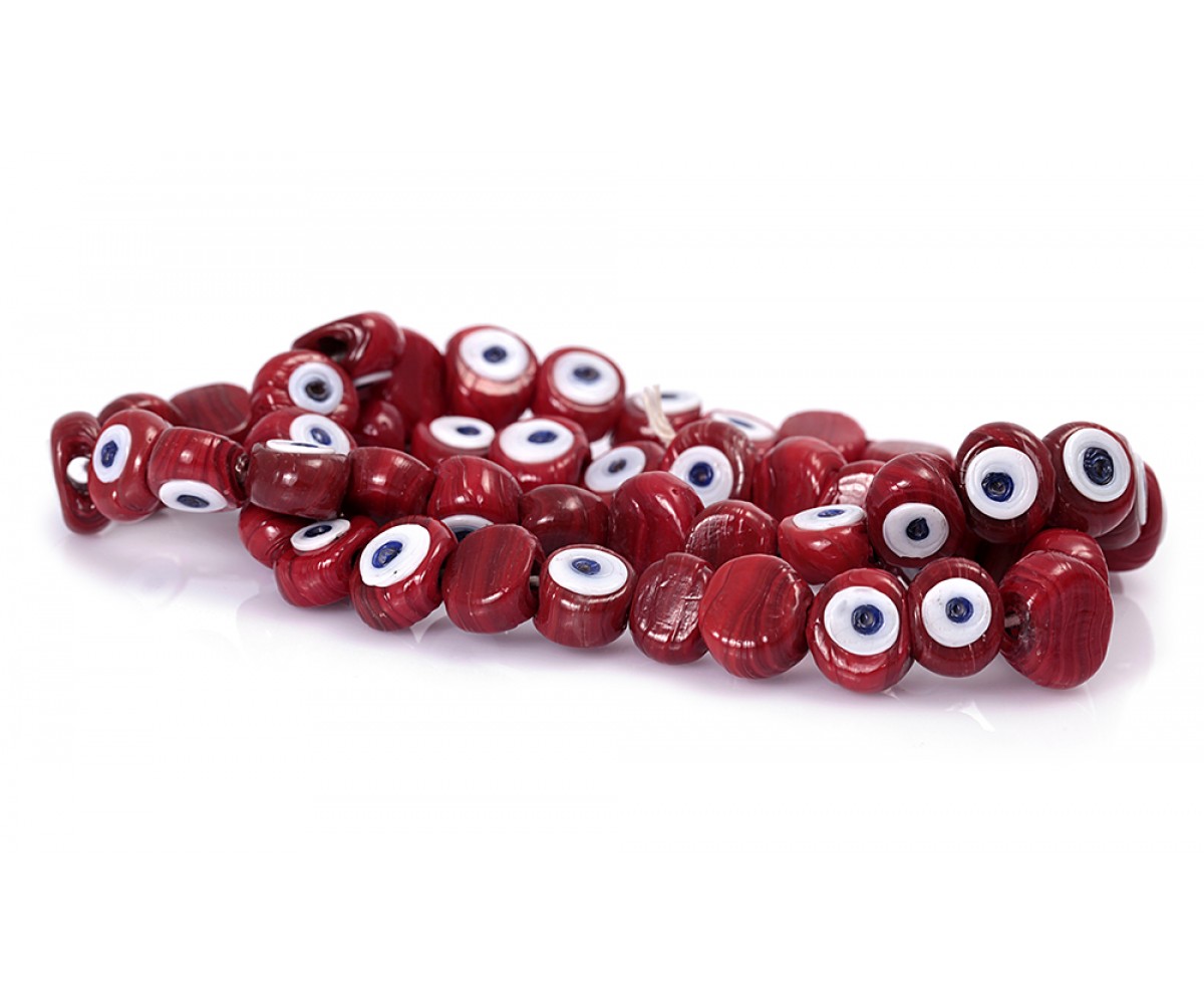 Small Red Eye Beads - 50 pcs for evil eye protection