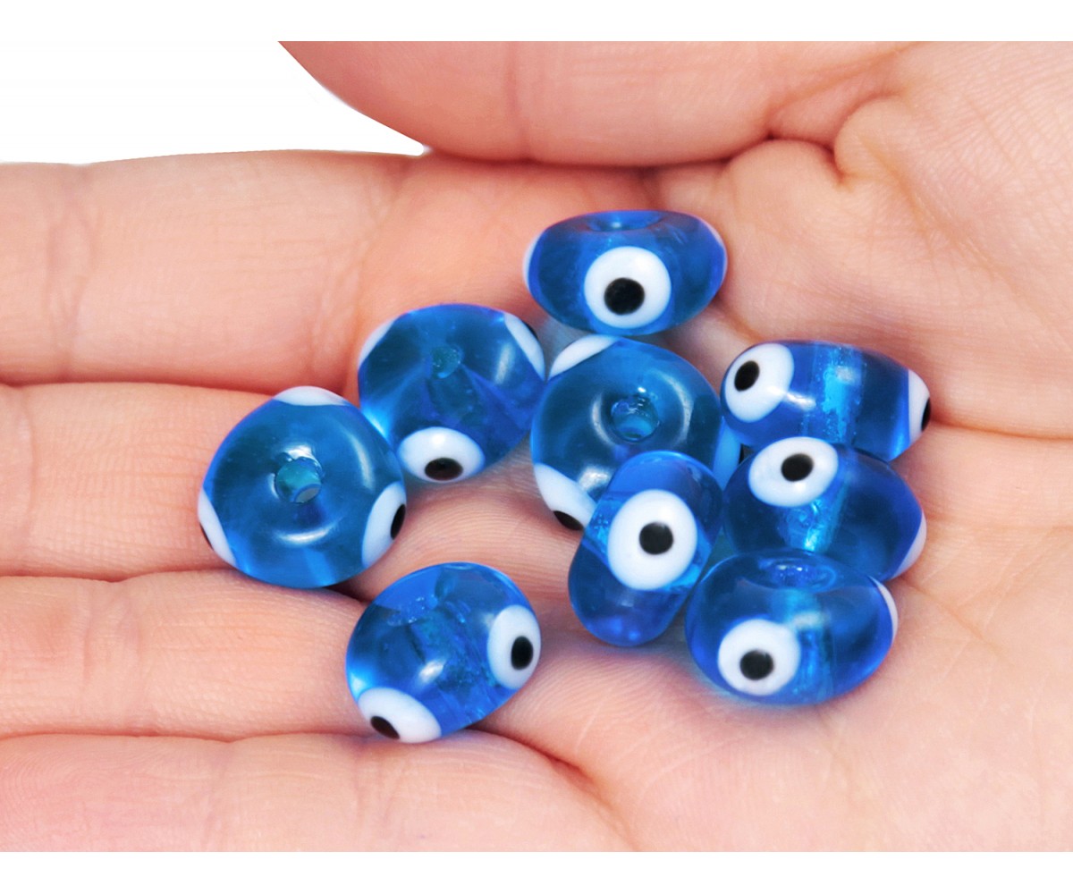 Buy Transparent Blue Evil Eye Beads - 50 pcs in Glass Evil