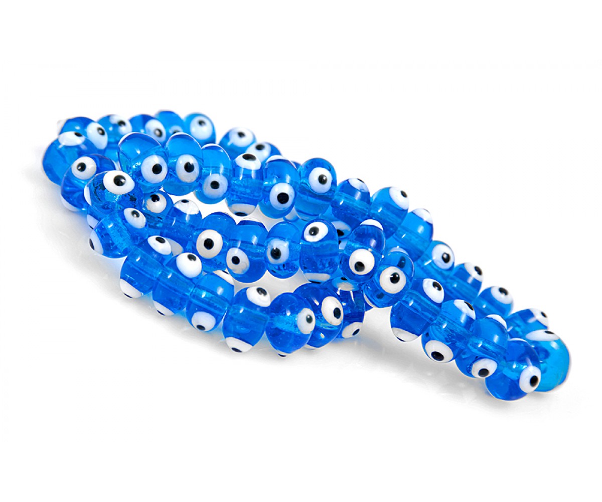 Transparent Blue Evil Eye Beads - 50 pcs for evil eye protection