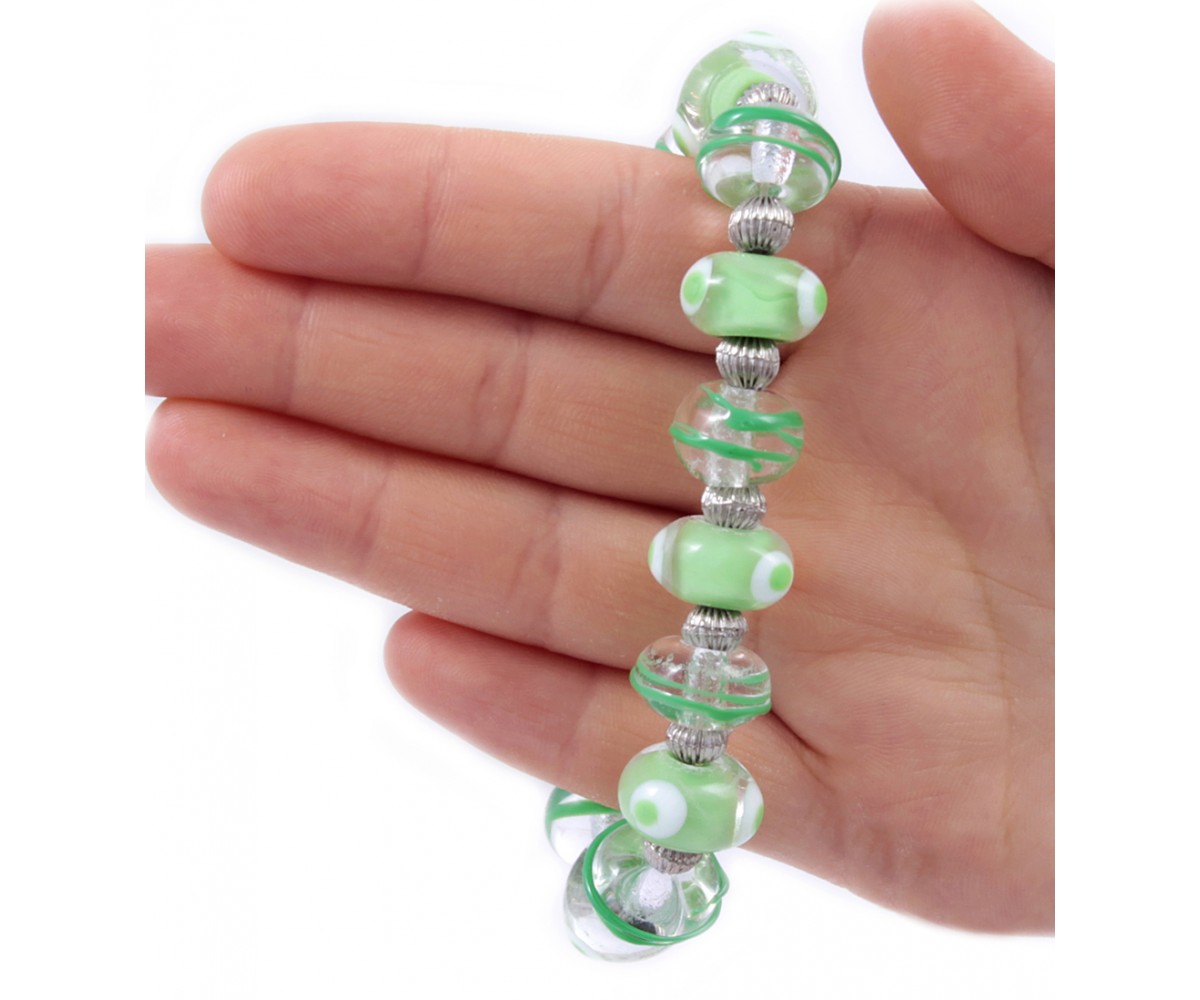 Glass Evil Eye Bracelet with Handmade Beads for evil eye protection
