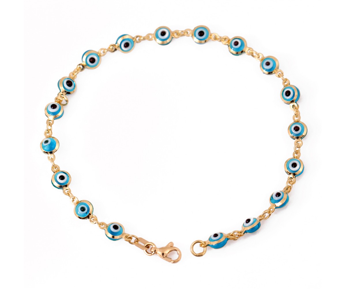Mini Blue Eye Gold Bracelet for evil eye protection