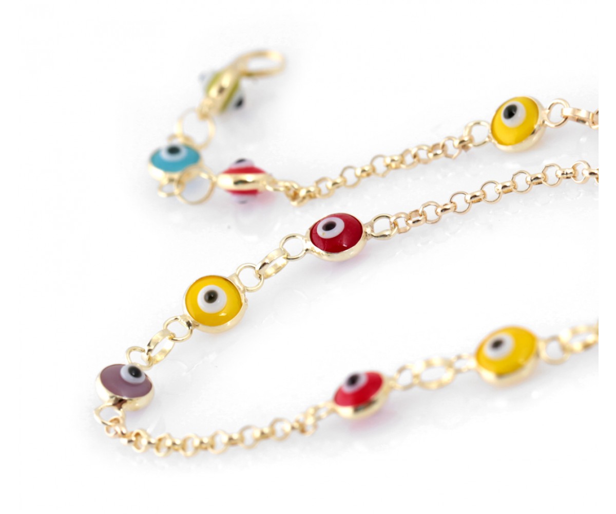 Multicolor Gold Evil Eye Bracelet for evil eye protection