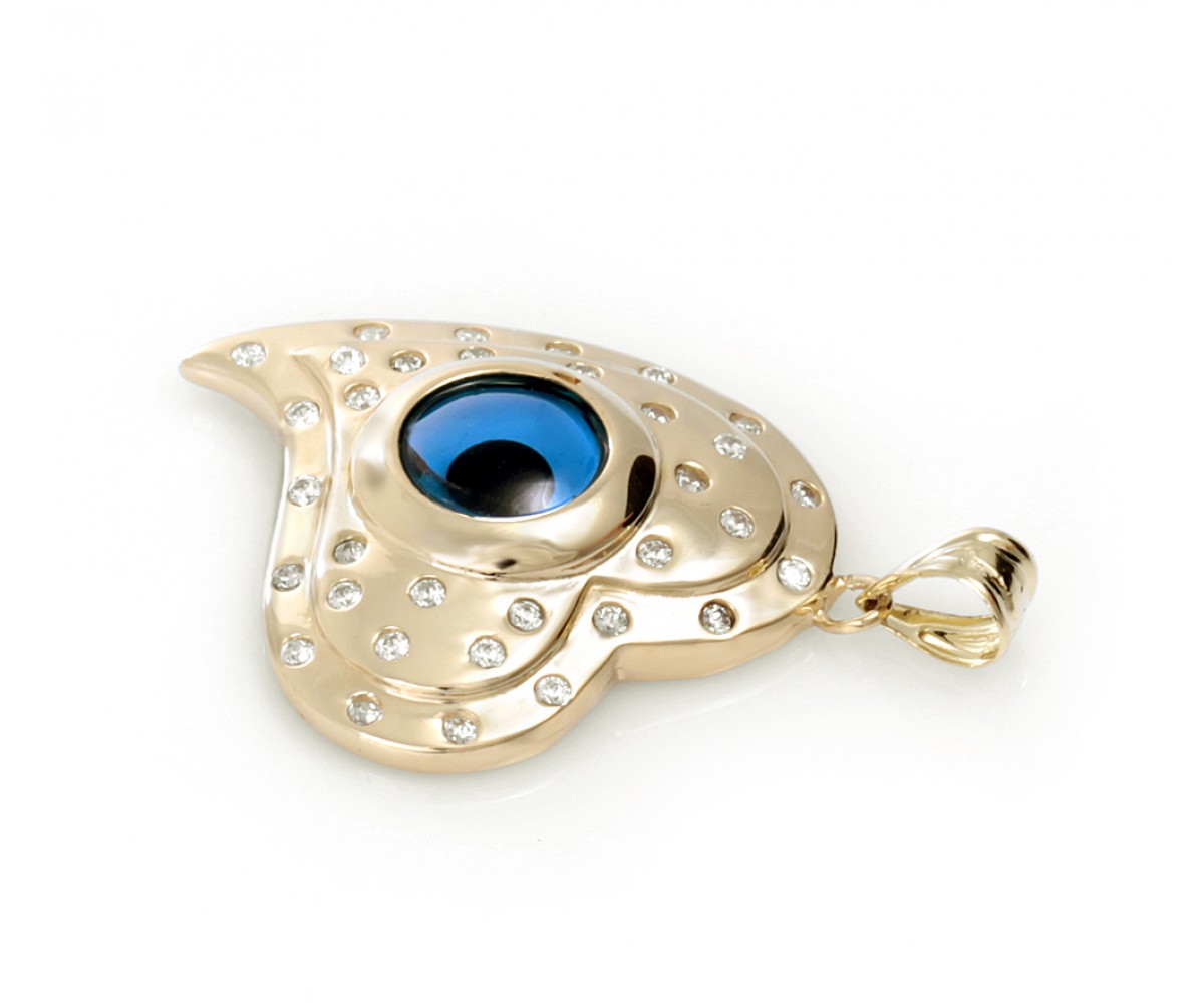 14K Gold Heart Evil Eye Pendant for evil eye protection