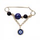 14K Gold Safety Pin with Evil Eye for evil eye protection