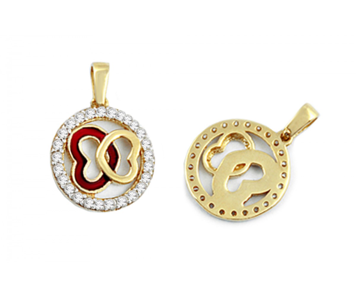Double Heart Gold Pendant for evil eye protection