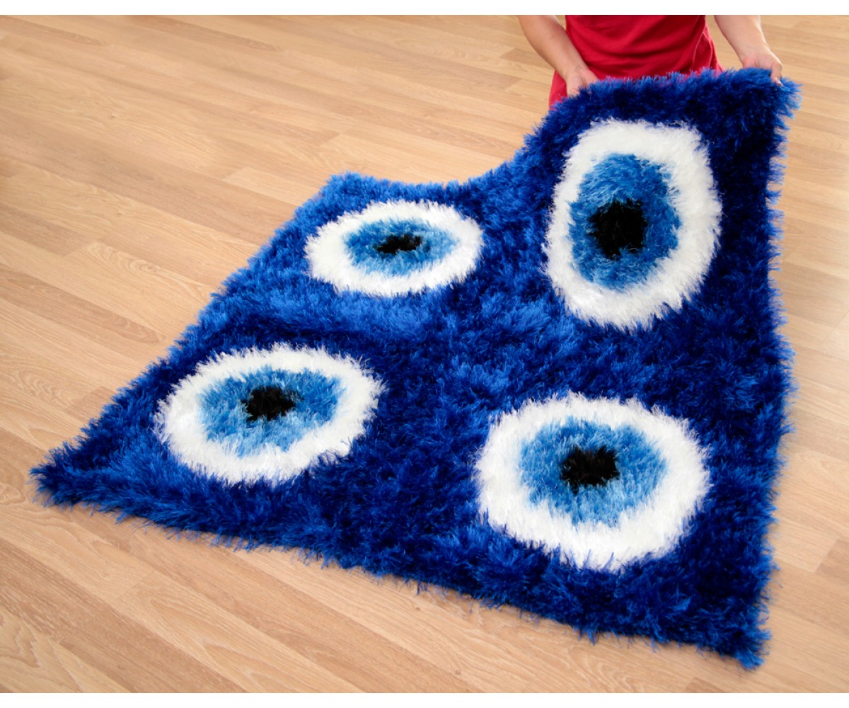 Crochet Evil Eye Rug - 120.00 cm / 47.24 in for evil eye protection