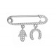 Baby Pin with Protection Hamsa with Horseshoe Charms