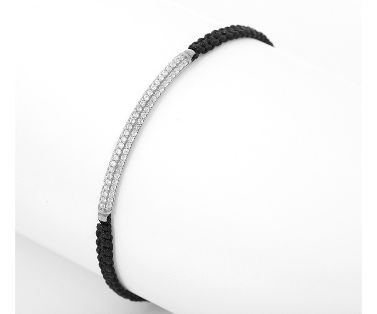 Braided Cord Silver Bar Bracelet for evil eye protection