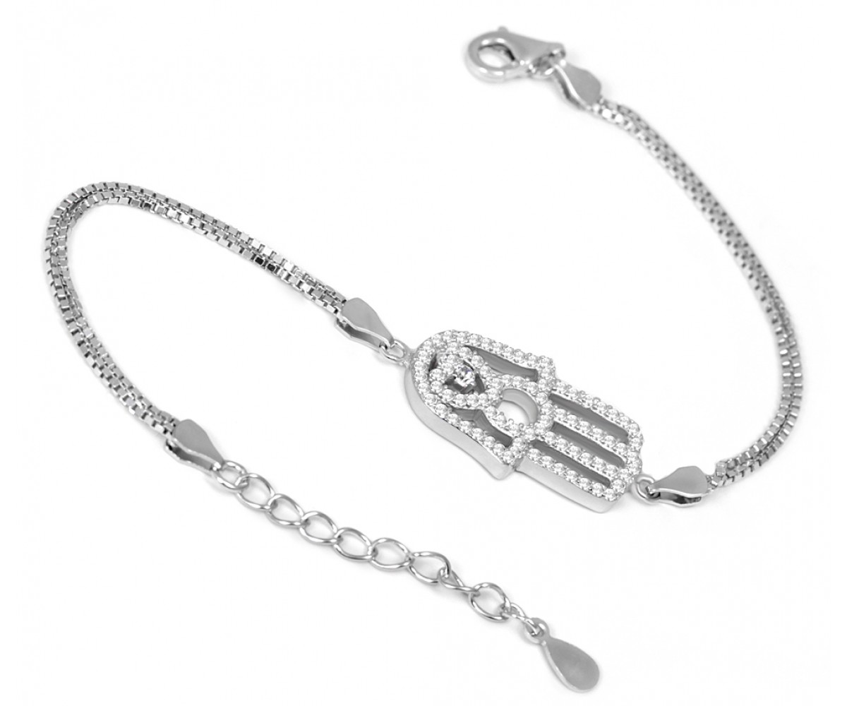 Double Chain Hand of Fatima Evil Eye Bracelet for evil eye protection