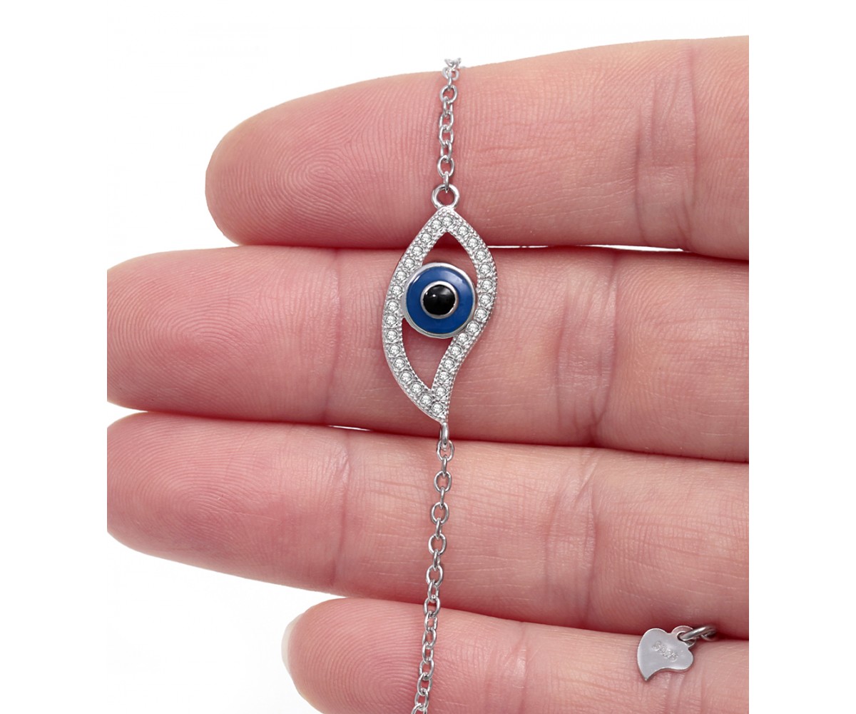 Evil Eye Bracelet with Enamel Blue Evil Eye for evil eye protection