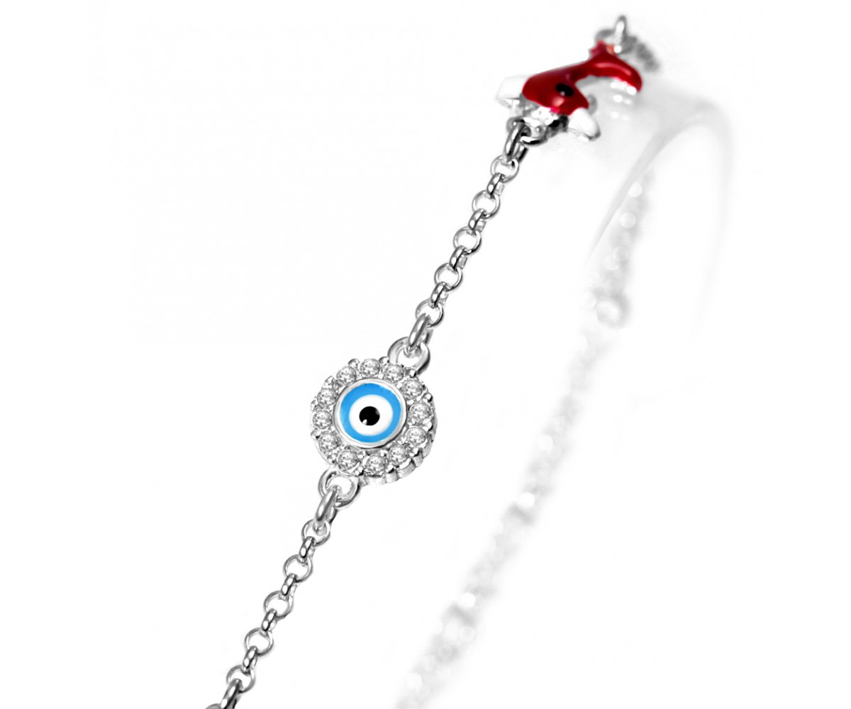 Evil Eye Dolphin Charm Bracelet. for evil eye protection