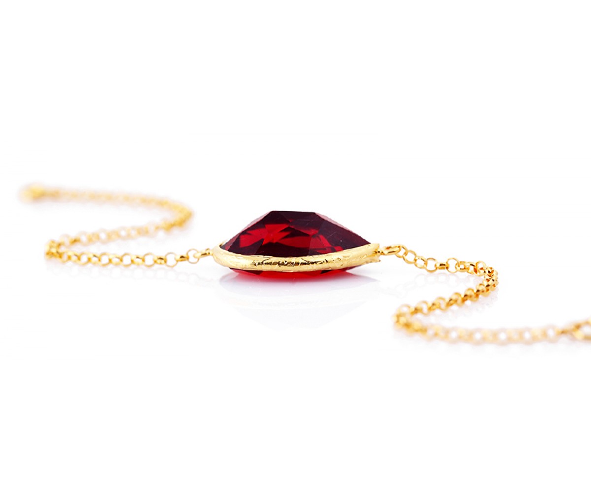 Gold Plated Silver Ruby Bracelet for evil eye protection