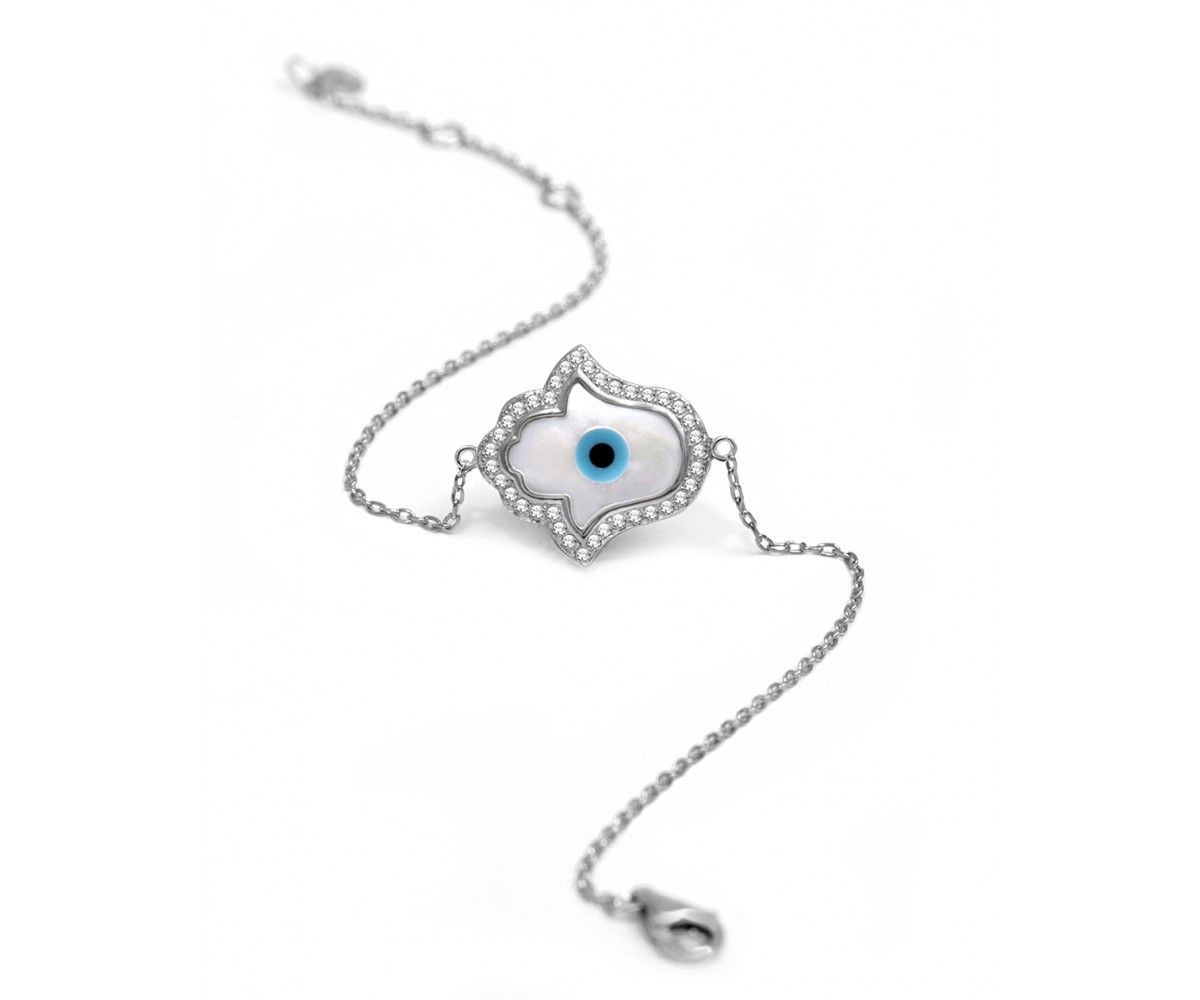 Hamsa Bracelet with Mother of Pearl Hamsa Evil Eye for evil eye protection