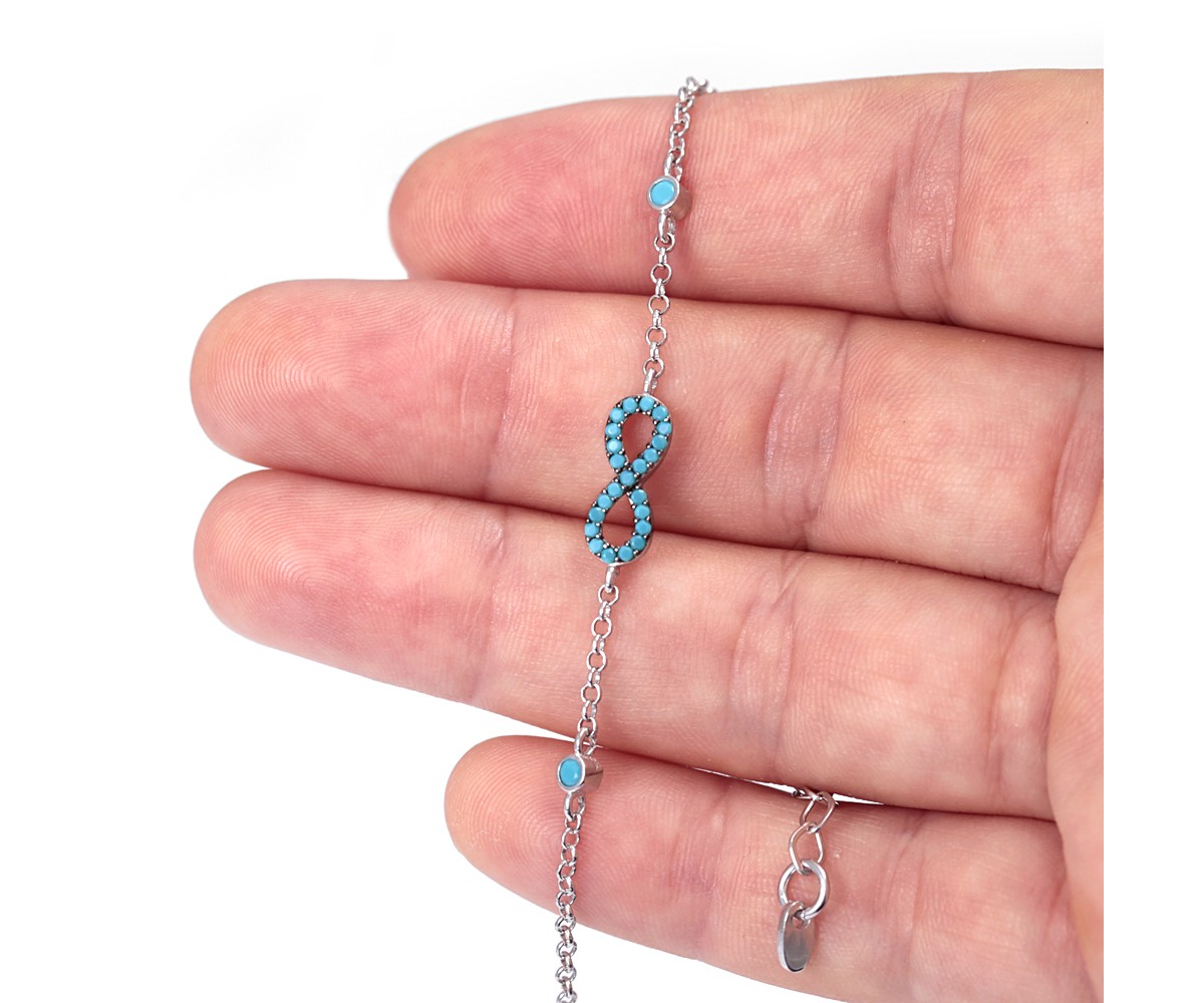 Infinity Bracelet with Nano Turquoise stones for evil eye protection