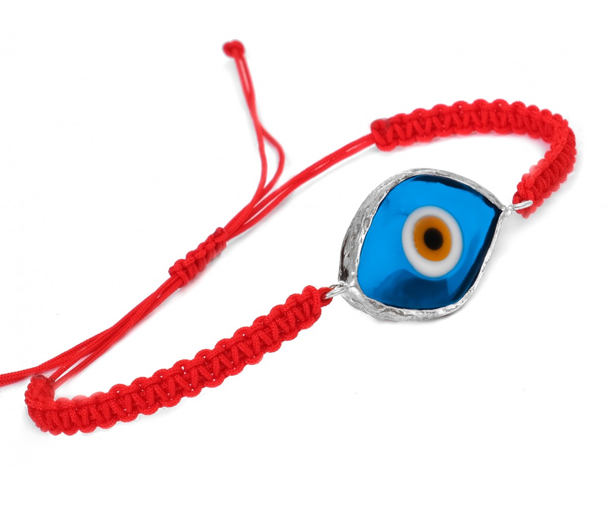 Red String Silver Evil Eye Bracelet for evil eye protection