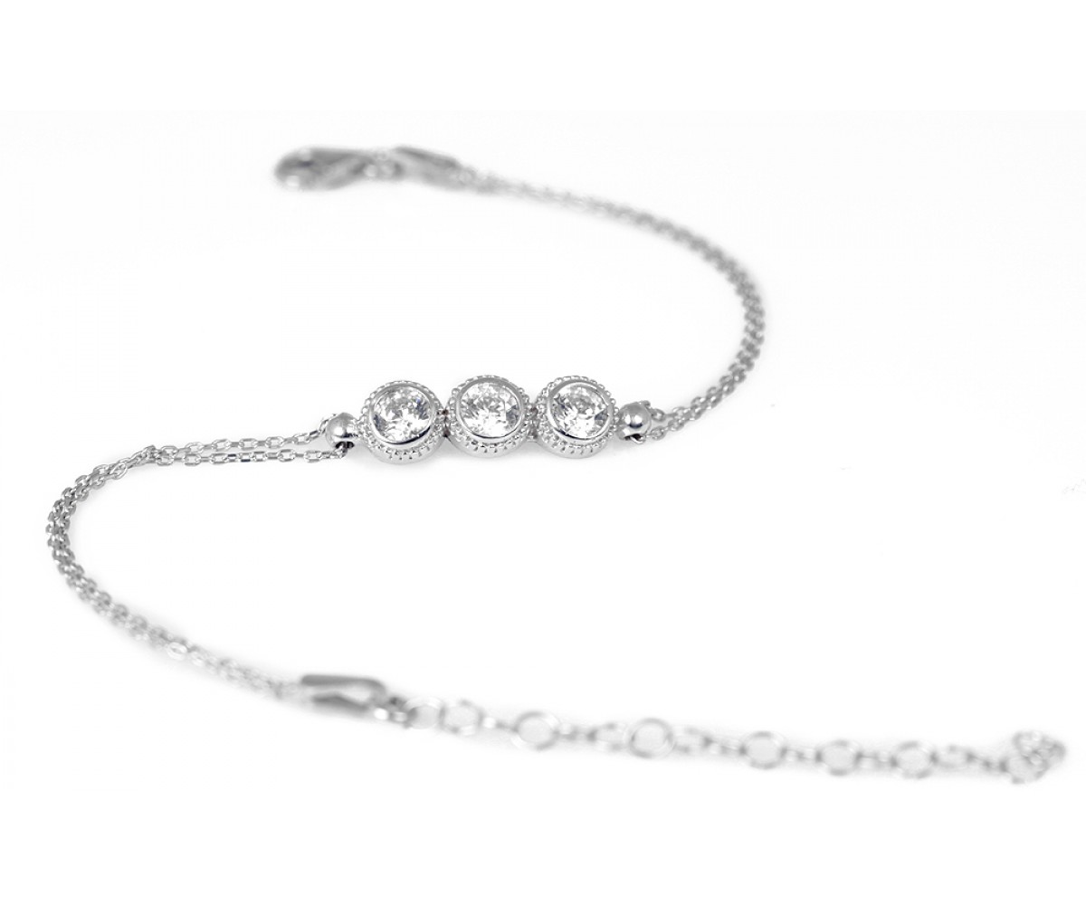Silver Bracelet with Celebrity Inspired Diamond Simulated Cz Stones for evil eye protection