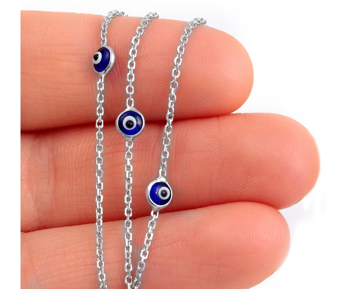 Silver Greek Mati Evil Eye Bracelet for evil eye protection
