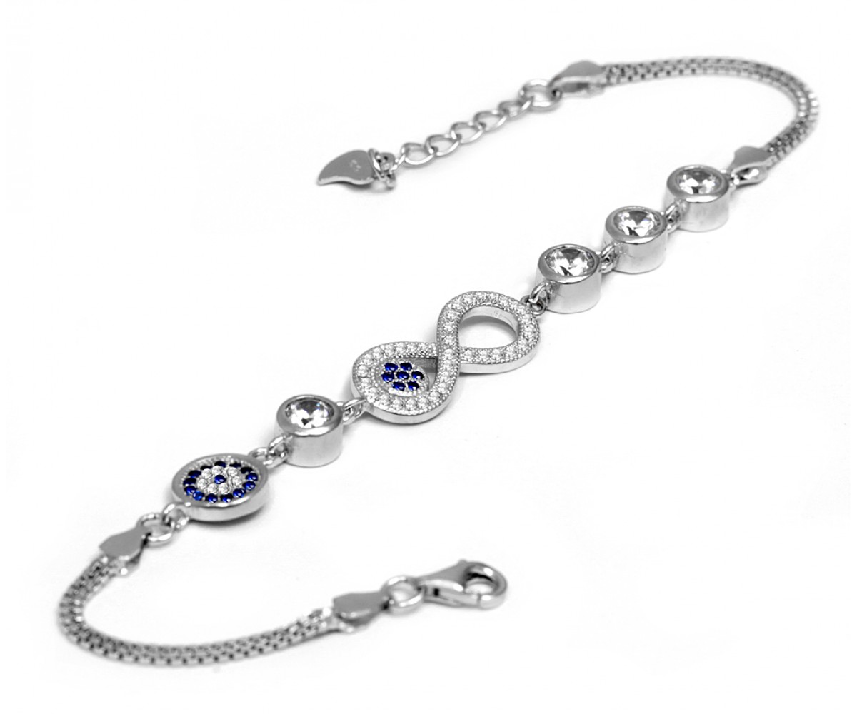 Silver Infinity Evil Eye Bracelet for evil eye protection