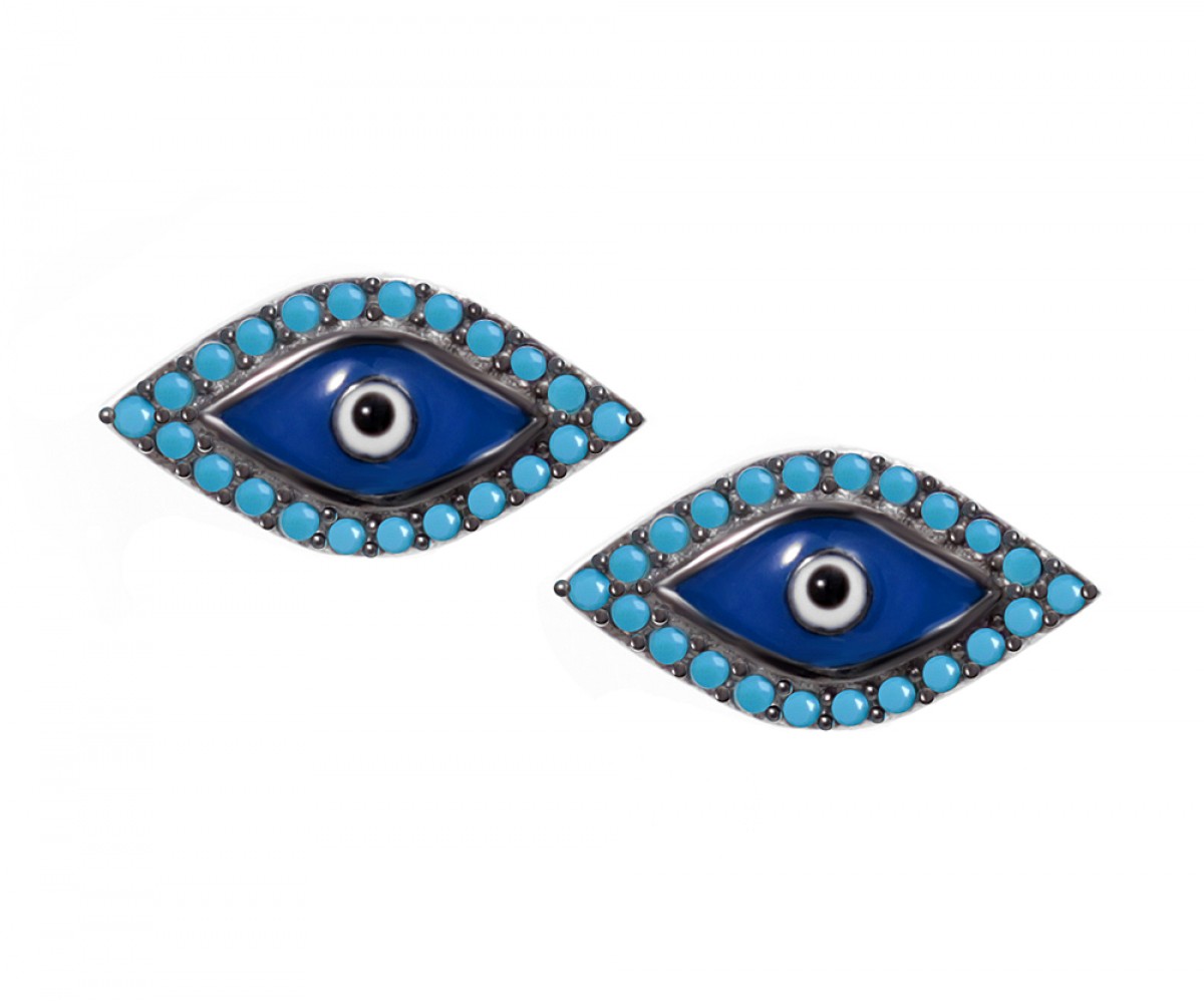 Evil Eye Earrings with Enamel Blue Evil Eye for evil eye protection