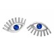 Eyelash evil eye earrings with sapphire blue cz stones for evil eye protection