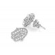 Hamsa Stud Earrings with Cz Stones for evil eye protection