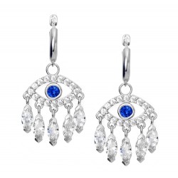Dainty Blue Nazar Dangle Drop Earrings for Women Protection Jewelry Gifts Evil Eye Earrings in 925K Silver