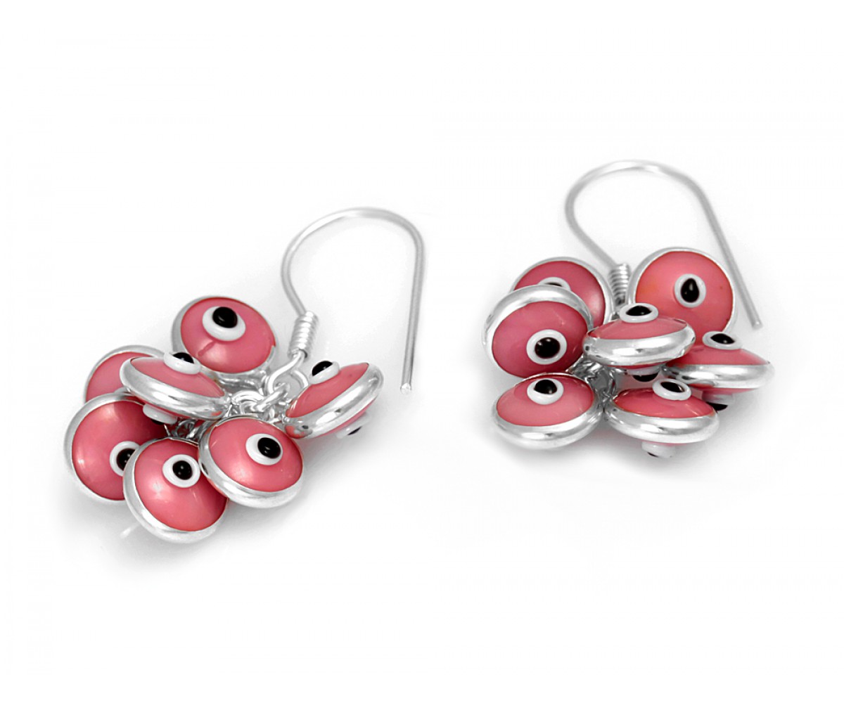 Pink Evil Eye Grape Earrings for evil eye protection