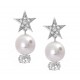 Silver Bridal Pearl Earrings for evil eye protection